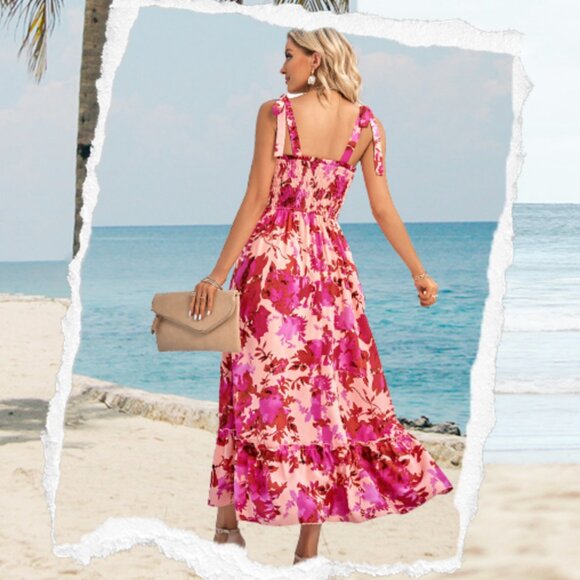 Shirred Floral Maxi Dress - Size Medium (8/10) - Picture 4 of 4